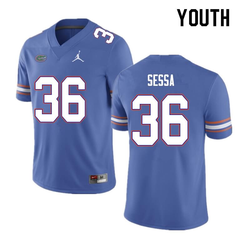 NCAA Florida Gators Zack Sessa Youth #36 Nike Blue Stitched Authentic College Football Jersey CKV6364LA